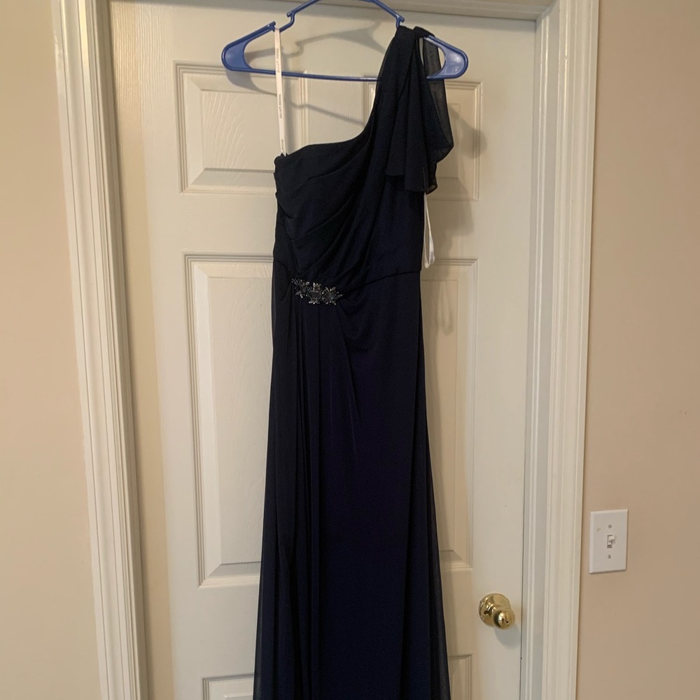 Floor length navy gown
